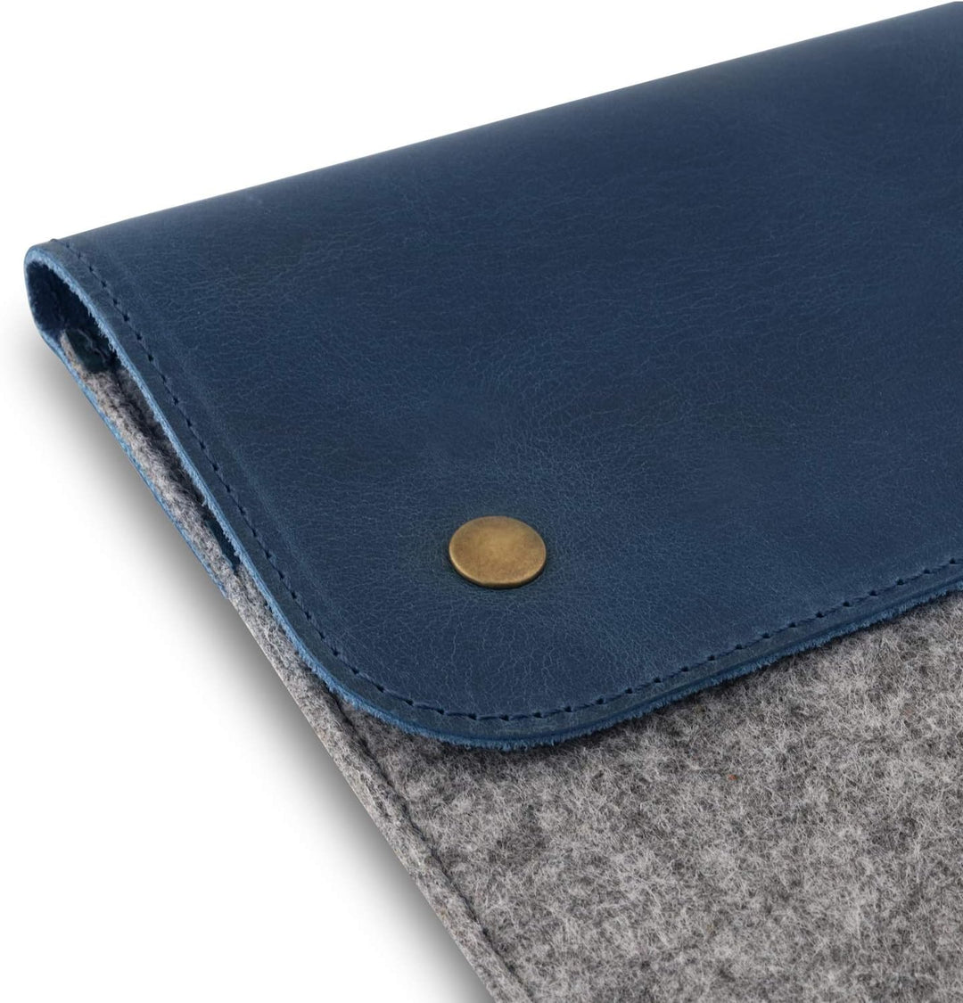 MegaGear MacBook-Tasche aus echtem Leder und Fleece, Laptop-Hülle für MacBook Pro und MacBook Air Hü