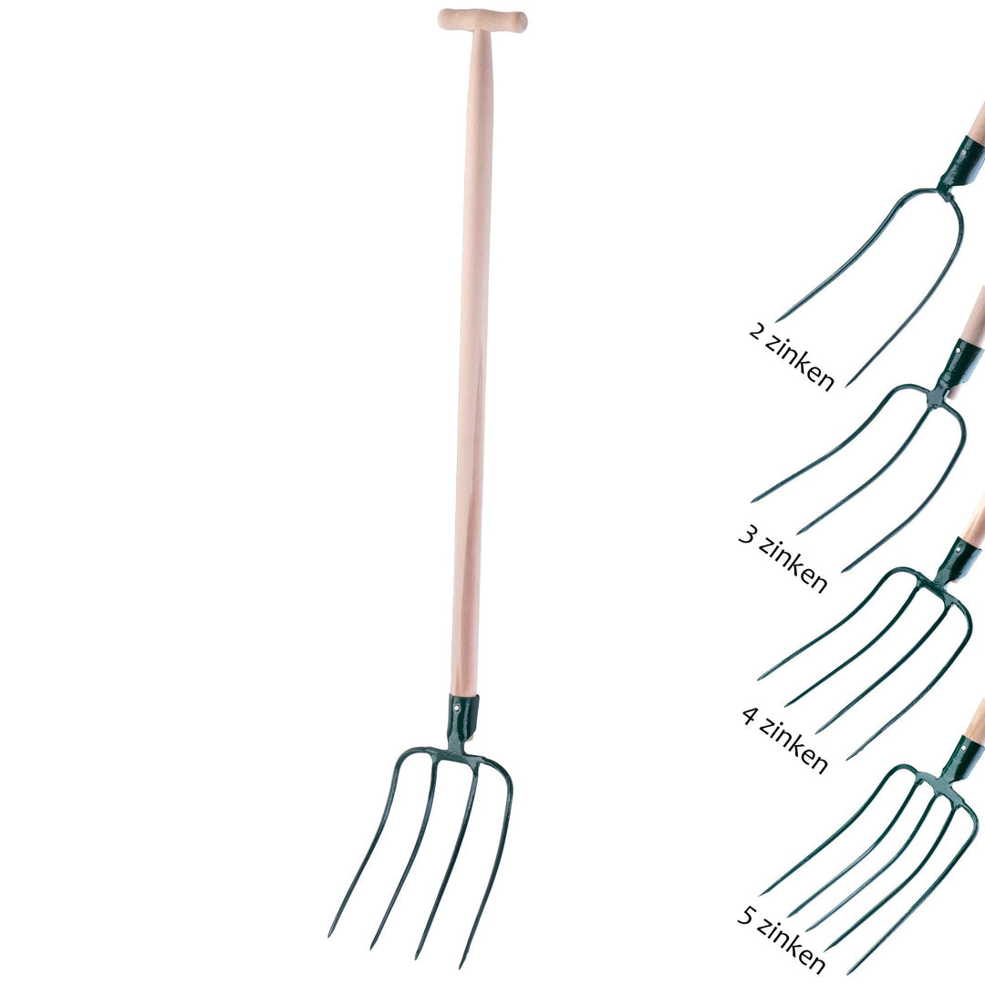 KADAX Heugabel, Forke, Spatengabel, Grabegabel, Mistgabel, Gabel für Garten, Drahtgabel mit Holzstie