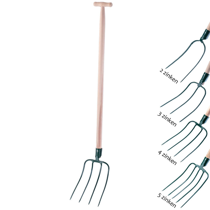 KADAX Heugabel, Forke, Spatengabel, Grabegabel, Mistgabel, Gabel für Garten, Drahtgabel mit Holzstie