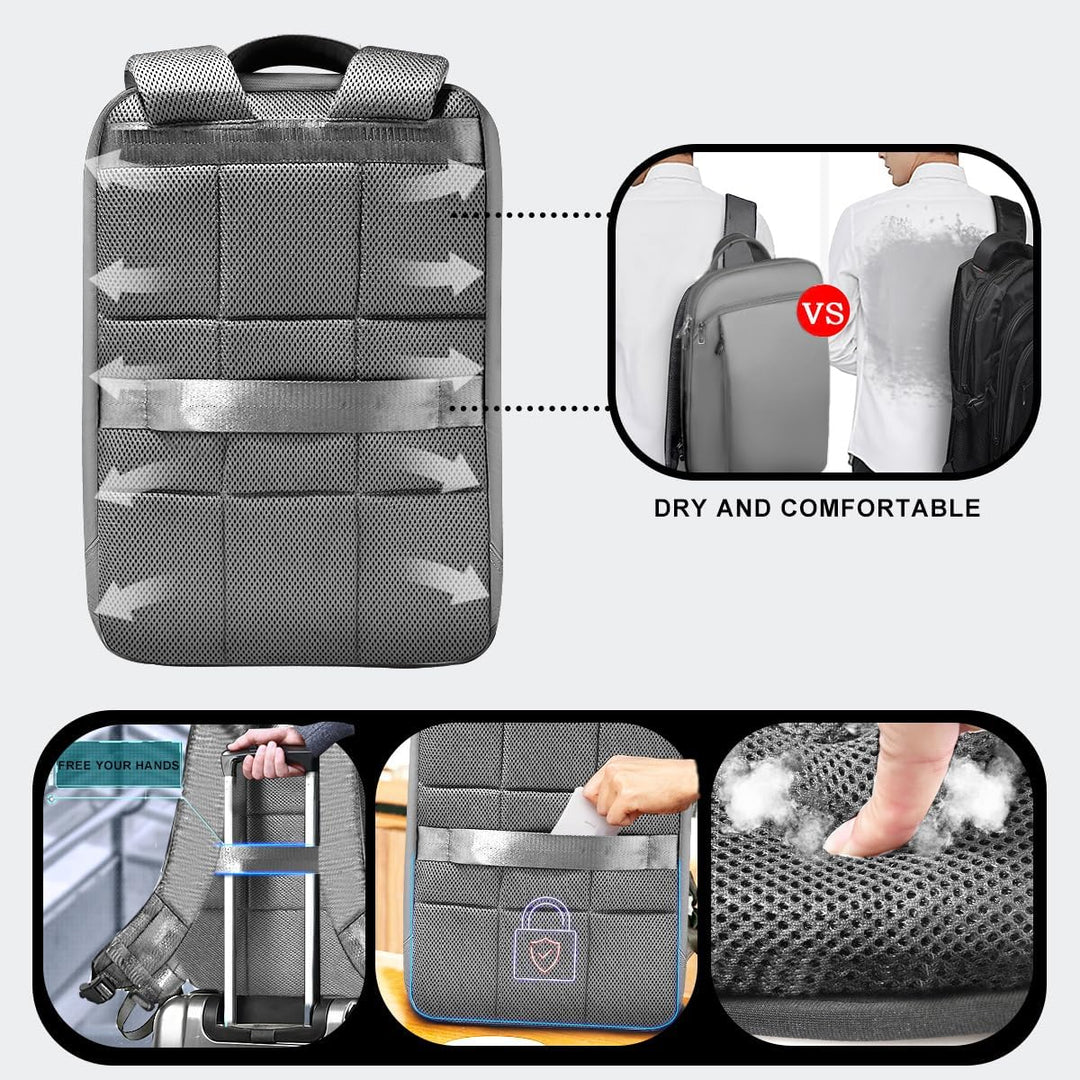 ZINZ Schlanker und Erweiterbarer 15" 15,6" 16" Laptop Rucksack, Diebstahlschutz, Business Reise Note
