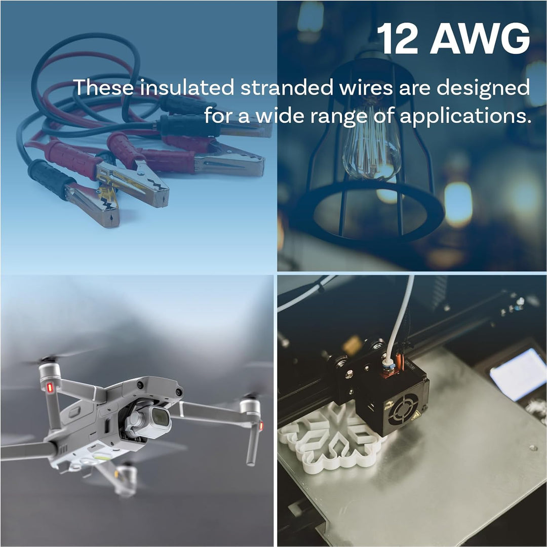 MMOBIEL 12 AWG Silikon Elektronik Kabel - 12 Gauge (3,31mm²) Verzinnte Kupferkabel - 2 Separate Kabe