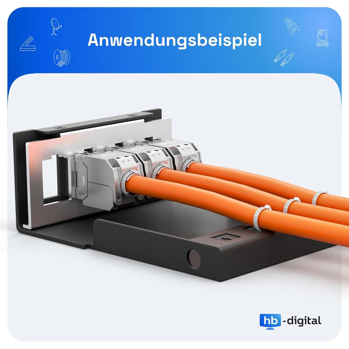 HB-DIGITAL 4-Port Patchpanel Patchfeld Verteilerfeld 1 HE 4x CAT 7 RJ45 Keystone Jack Modul vollgesc