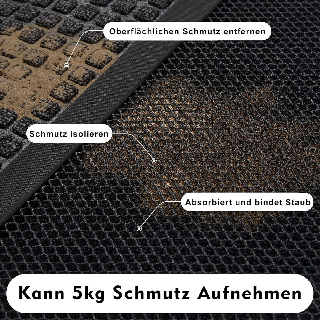 Fussmatte Aussen 40 x 60 cm, rutschfeste Silikon Schmutzfangmatte, Langlebig Fussabtreter Aussenbere