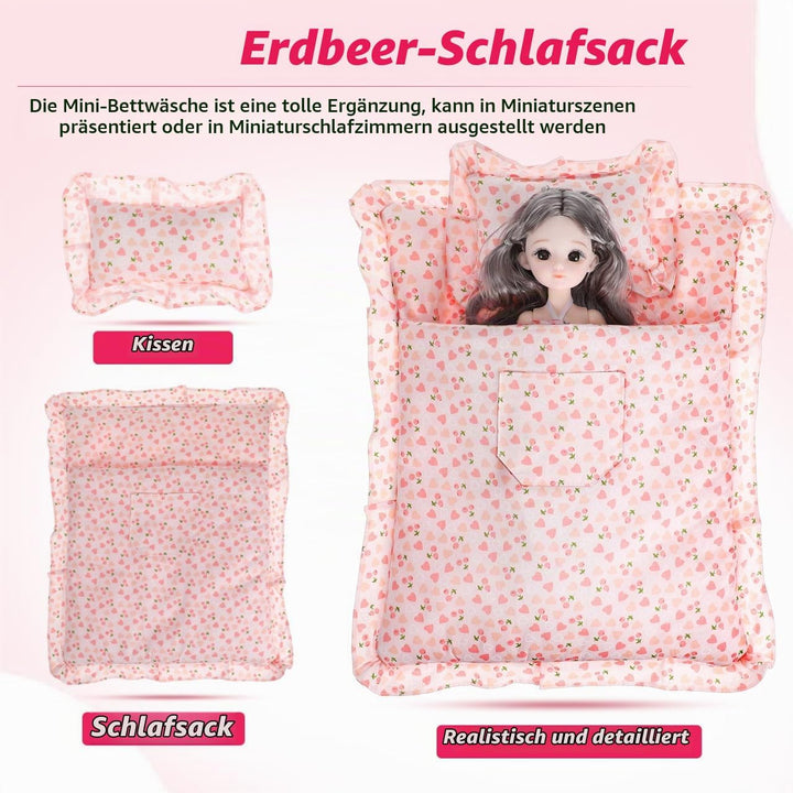 Supvox 1 Satz Puppen-erdbeer-Schlafsack Puppen Erdbeermatratze -Accessoire Doll Erdbeerschlafsack Pu