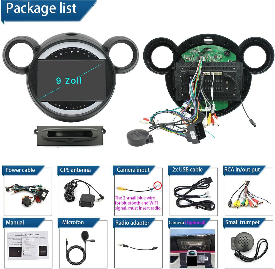 Android Autoradio mit GPS-Navigation Auto Radio Ersatz für Mini Mini R56/Clubman R55/Countryman R60/