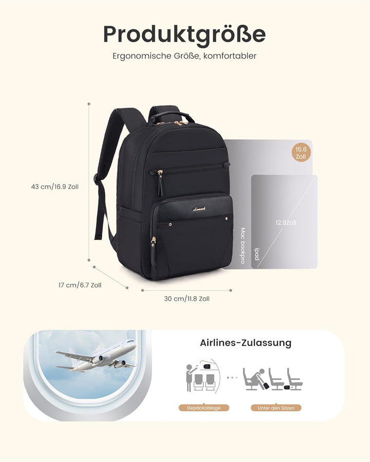 LOVEVOOK Rucksack Damen, Wasserdicht 15,6 Zoll Laptop Rucksäcke Arbeitsrucksack Schulrucksack Teenag