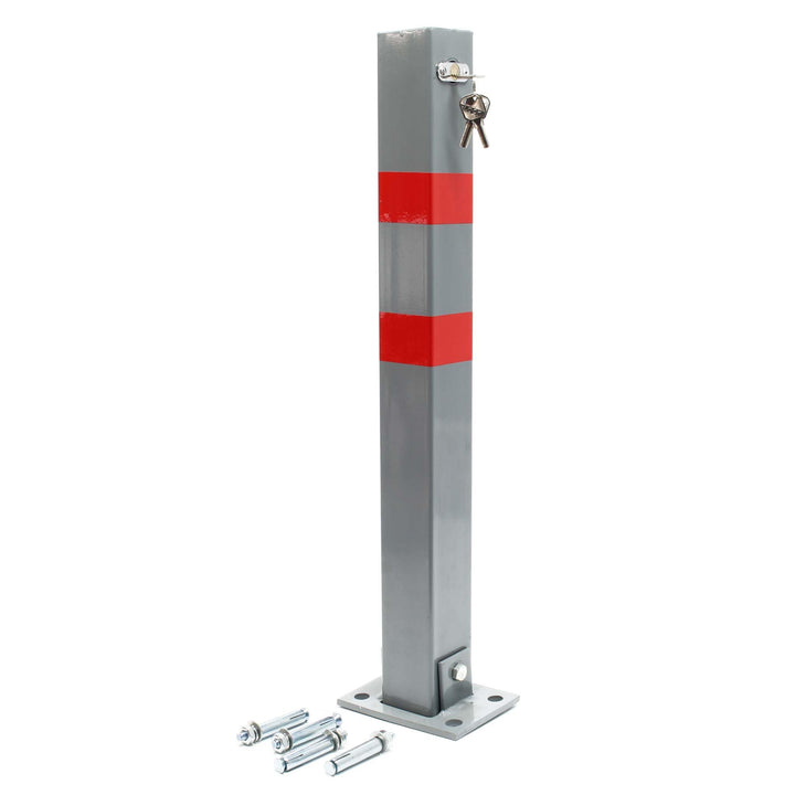 Wiltec Parkpfosten 700 x 160 x 110 mm, Parkplatzsperre klappbar eckig, Absperrpfosten aus Stahl, Par