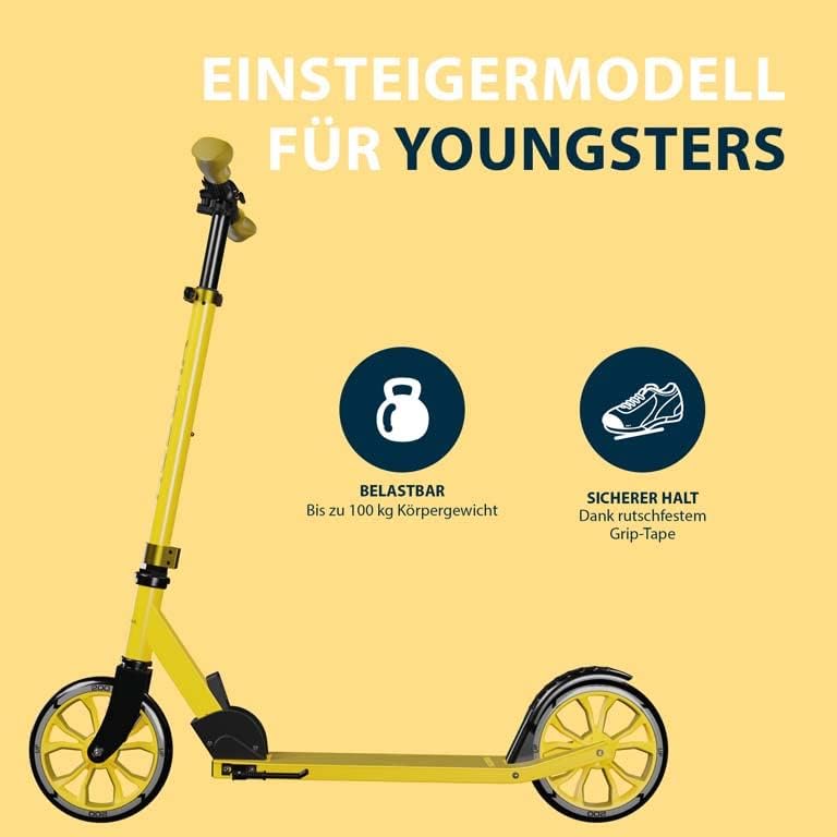 HUDORA Scooter Up 200 - Geräuscharmer Aluminium-Roller für bis zu 100kg - Höhenverstellbarer & zusam