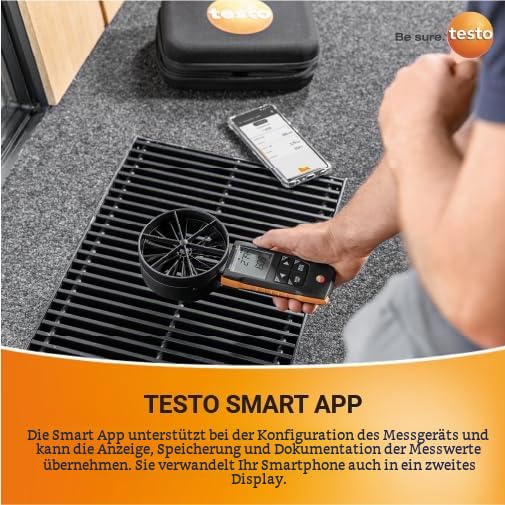 testo - 417 - 0563 0417 - Digitales 100 mm-Flügelrad-Anemometer mit App-Anbindung zur Messung von Lu
