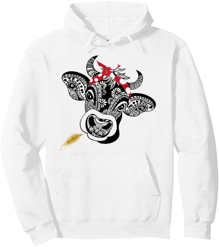 Mandala Kuh mit Haarband Hippie Landwirtin Bäuerin Geschenk Pullover Hoodie