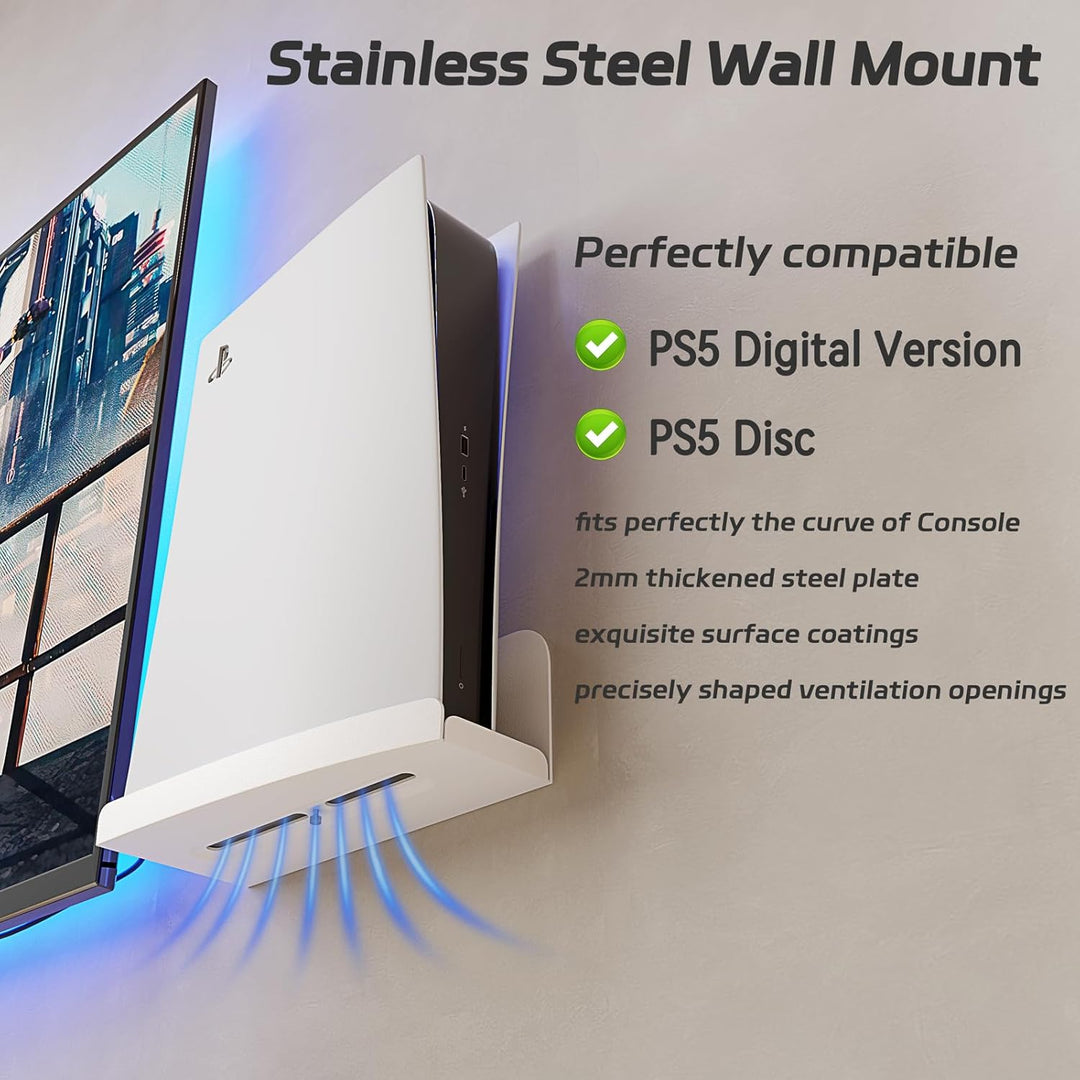 sciuU Wandhalterung Kompatibel mit PS5 Playstation 5, 2 mm Super Hartes Verdicktes Metall, Halterung