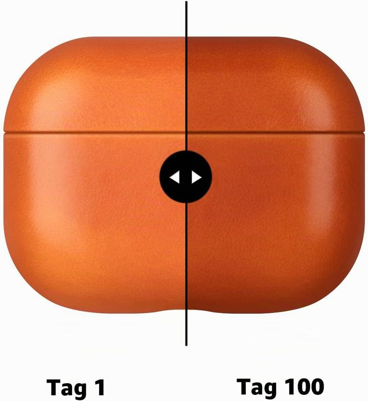Maogoam für AirPods 4. Generation Tasche Leder, Echtes Crystal Oil Wax Rindsleder Tasche Hülle für A