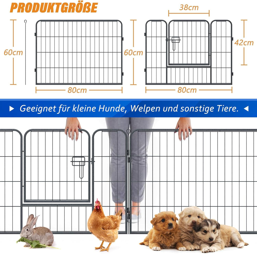 Qianruida Welpenauslauf 60 cm Hoch Welpenlaufstall Für drinnen und draussen Hundelaufstall Metall Za