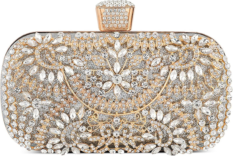 DIRRONA Strass Damen Handtasche Elegante Hochzeits Braut Clutch Bag Exquisite Kettentasche Glitzer P