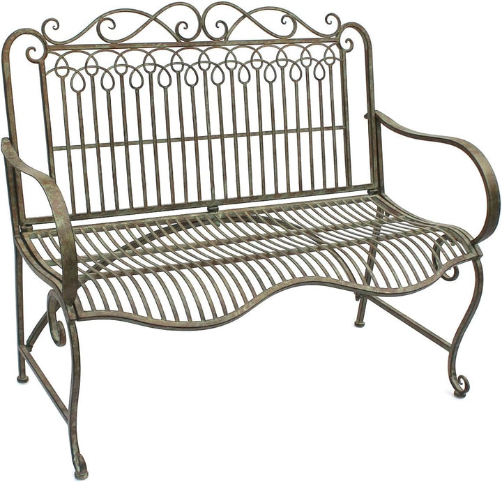 DanDiBo Gartenbank Metall Wetterfest Patina Grün 110 cm 2 Sitzer Sitzbank JC150014 Parkbank Eisen Ga