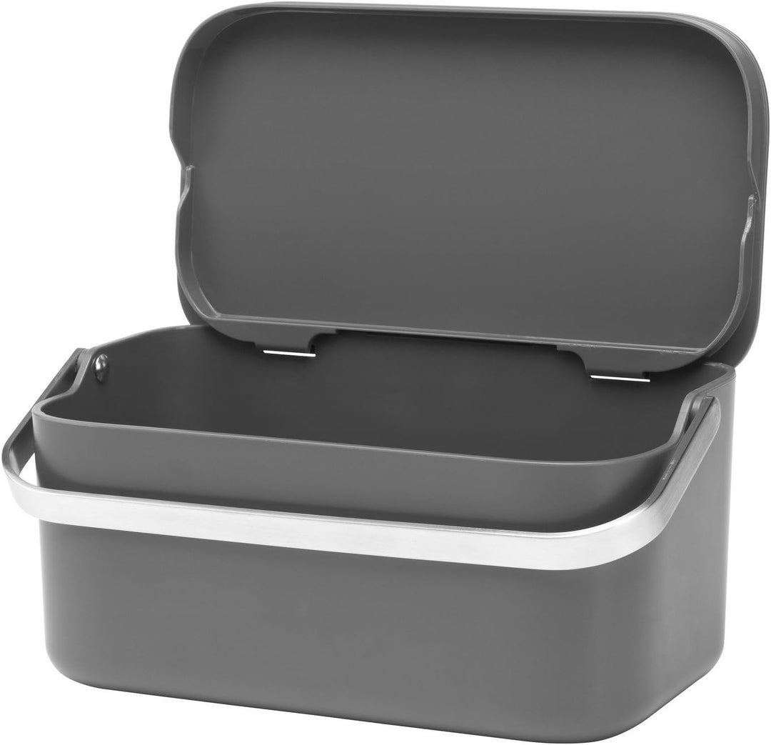 Brabantia Abfalleimer, Kunststoff/Edelstahl, Dunkelgrau, 22 x 13 x 11 cm, 1 Einheiten Dark Grey, Dar