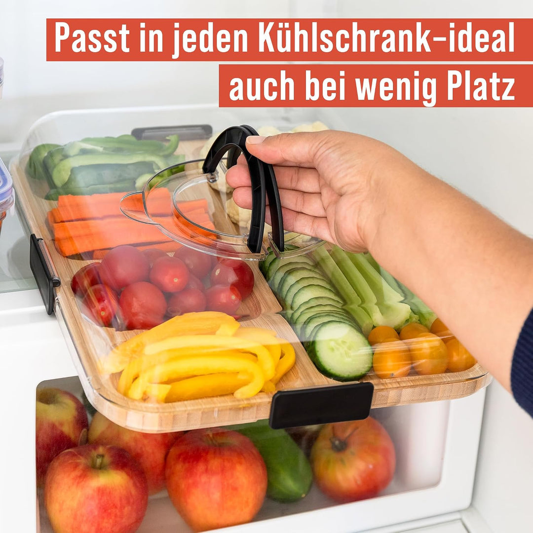 Chef Pomodoro Käsebrett mit Deckel, 36,7 cm, Rechteckig | Tragbar, mit 6 Fächern, Ideal für Käse und