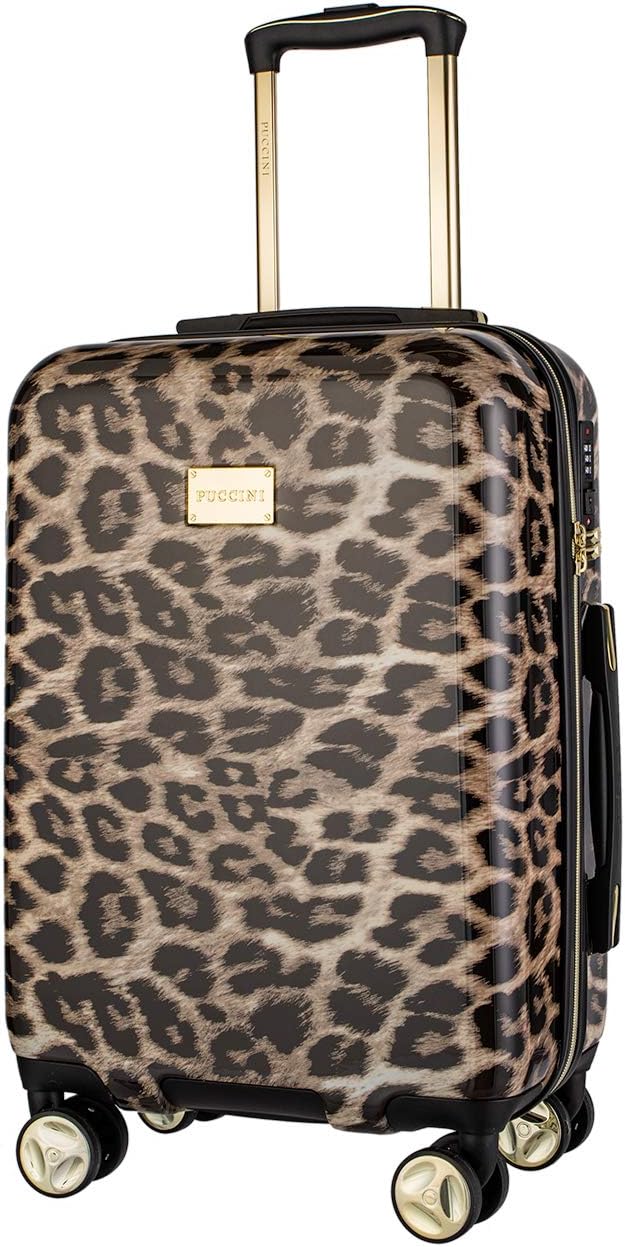 Koffer Reisekoffer Hartschalen Trolly Puccini® Beverly Hills (Leopard Beige 6, Kabinenkoffer) Leopar