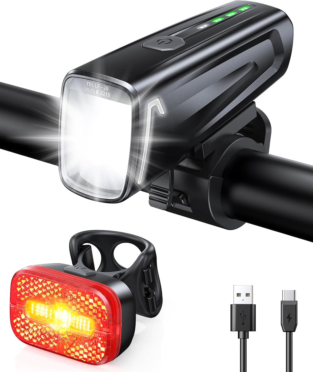Mohard Fahrradlicht Set, 60Lux Superhelles Fahrradlicht Vorne & Rücklicht, StVZO Zugelassen Fahrrabe