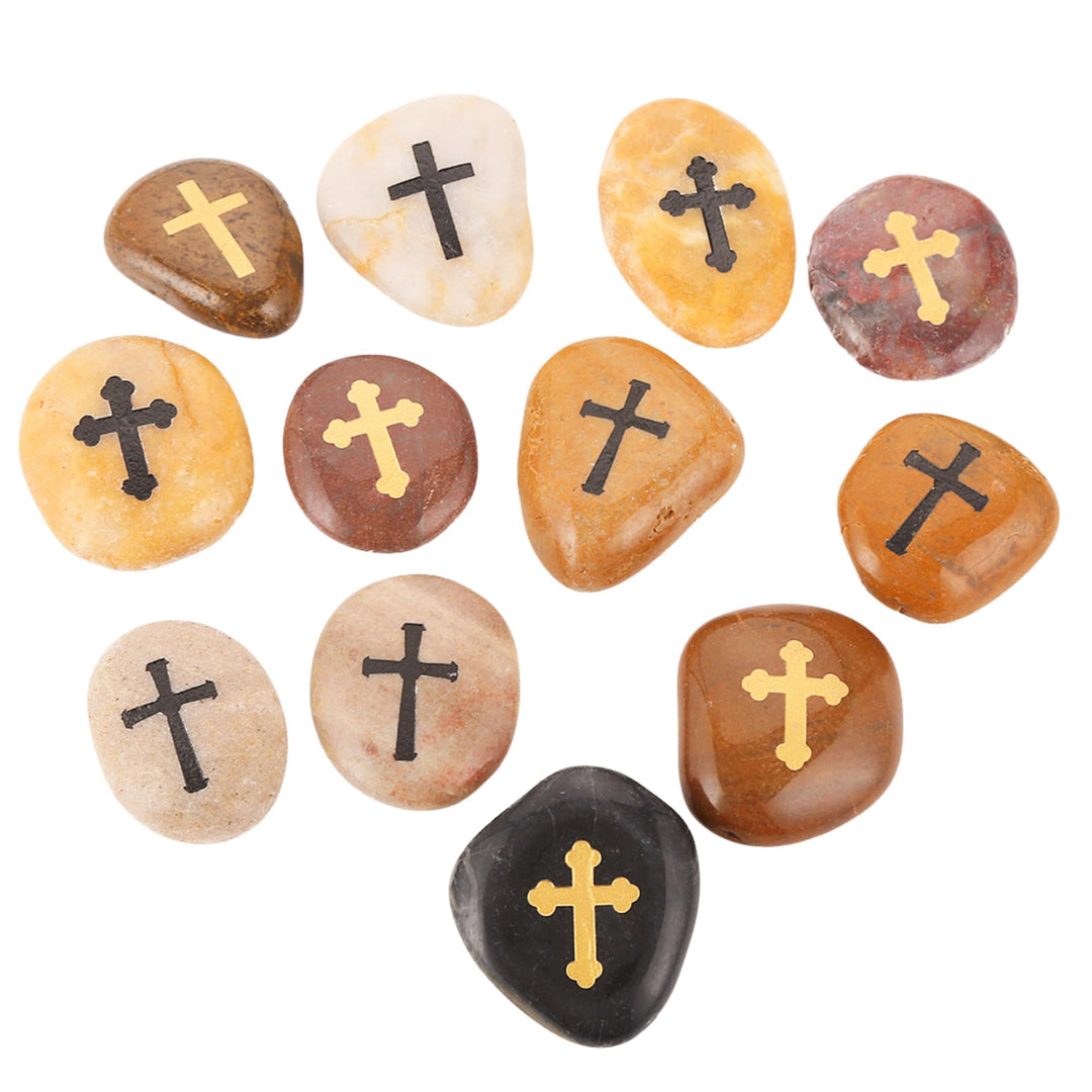 ROCKIMPACT 12 Kreuz Steine mit Kreuz Glück Gravierte Steine Gravur Inspirierende Ermutigung Dankbark