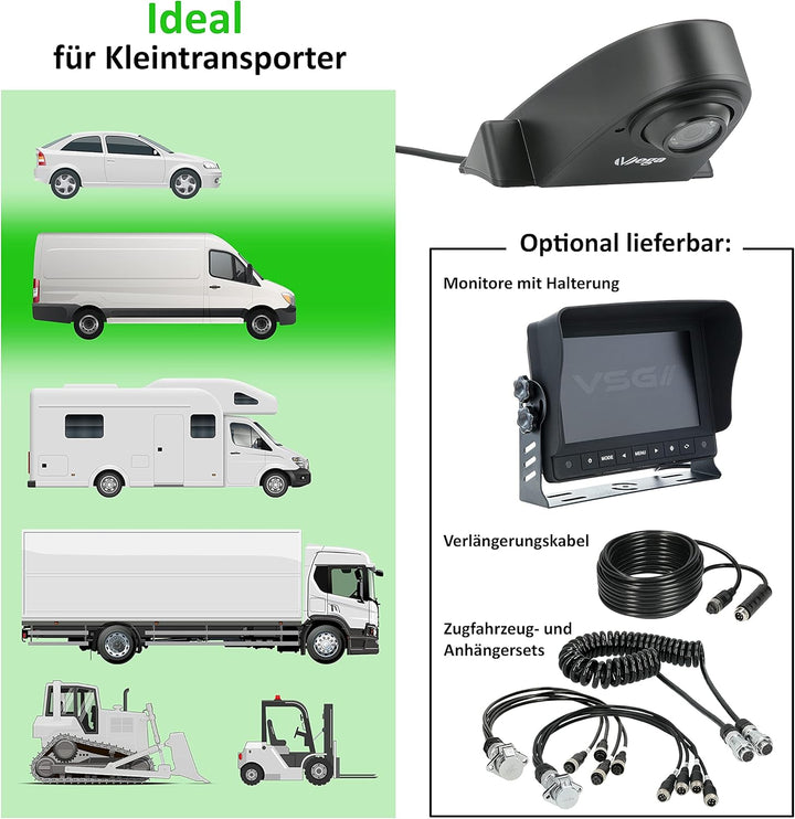 VSG24 Transporter Kugelkopf Rückfahrkamera, Sprinter Kamera inkl. Adapter Kabel, 600TV Auflösung, Na