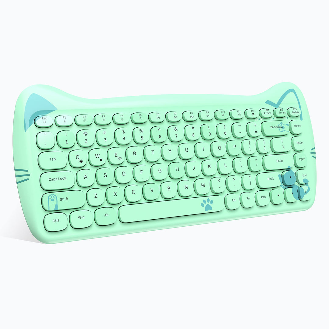 ZIYOU LANG 3060i Wireless Cute Computer Tastatur, Lovely Cat Retro Silent Slim Bluetooth Tastatur mi