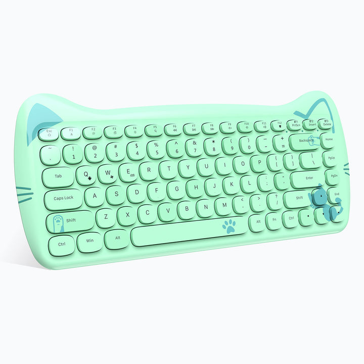 ZIYOU LANG 3060i Wireless Cute Computer Tastatur, Lovely Cat Retro Silent Slim Bluetooth Tastatur mi