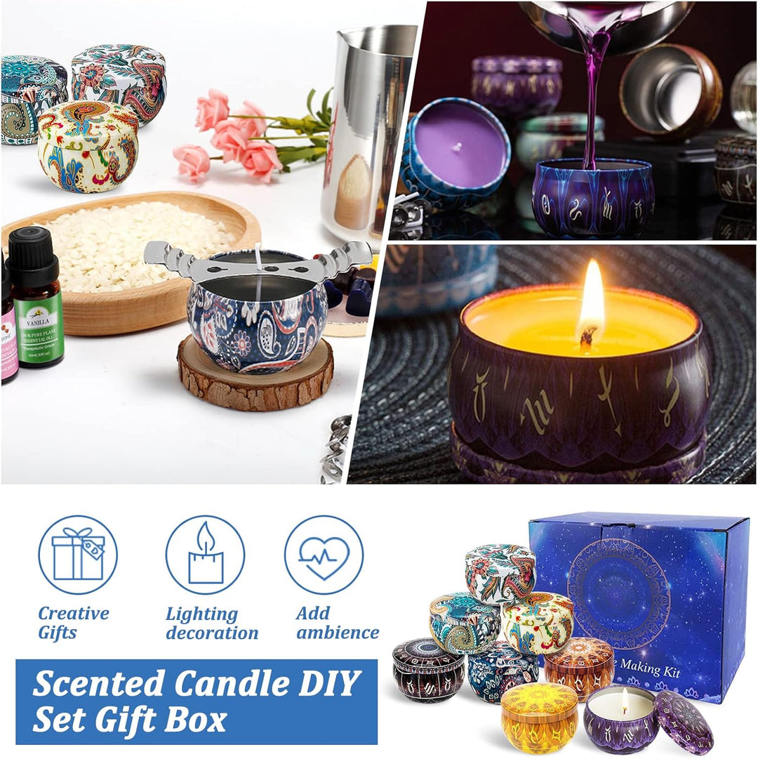 JOYBOY Kerzen Selber Machen Set,DIY Duftkerze Geschenke Kerzenherstellung Kit,8 Kerzendosen, für Ker