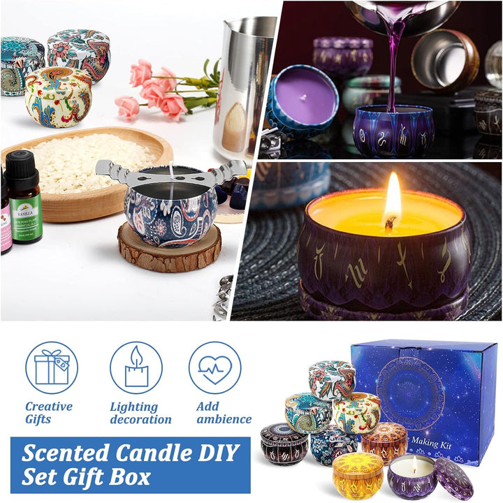 JOYBOY Kerzen Selber Machen Set,DIY Duftkerze Geschenke Kerzenherstellung Kit,8 Kerzendosen, für Ker