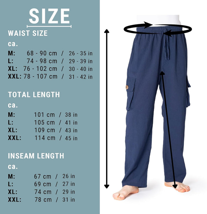 PANASIAM Cargohose | Bequeme Herren Sommerhose mit 4 praktischen Taschen | Stoffhose aus Baumwolle |