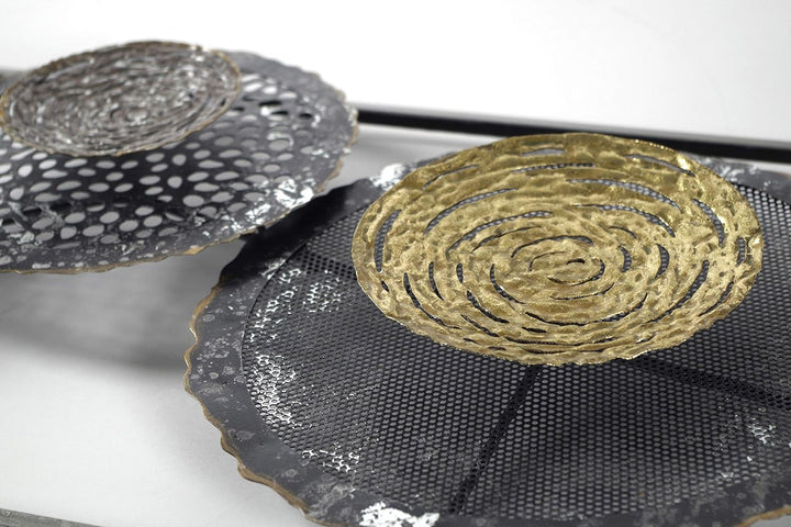Kobolo Wandbild Wanddeko Metallbild 3D-Bild - BLOSSOM - anthrazit silber gold - ca 31x91 cm