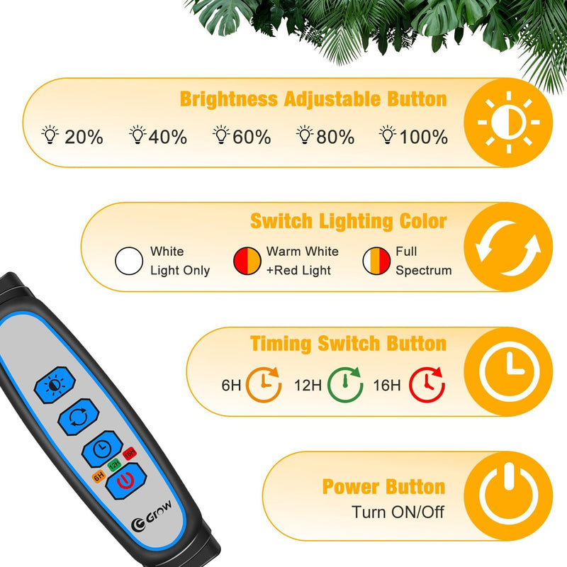 Wolezek Pflanzenlampe LED Vollspektrum, 5 Kopf 100 LEDs Pflanzenlicht mit Ständer, Wachstumslampe fü