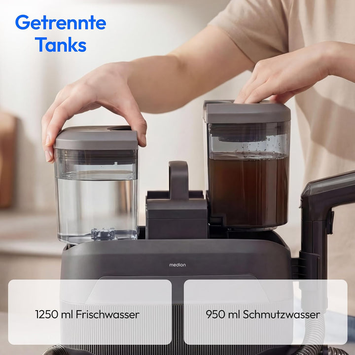 MEDION X10 UC Polsterreiniger Gerät Waschsauger (Nasssauger für Polster Teppiche Autositze, Kaltwass