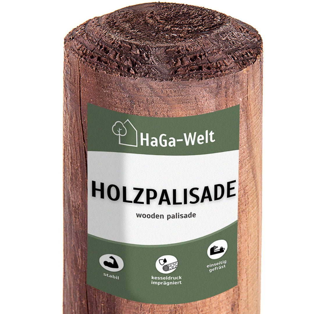 HaGa® Palisade Holzpalisade 8cmØ x 50cm Höhe - 10 St. Holzpfahl Baumpfahl Pfahl - Zaunpfahl aus Kief