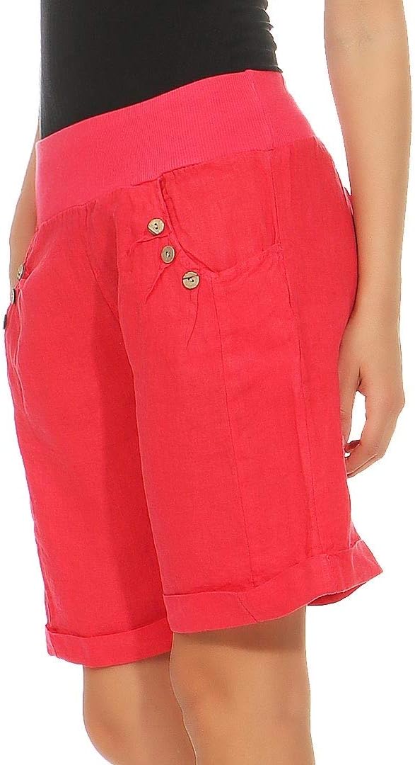 Malito Damen Bermuda aus Leinen | Shorts für den Strand | lässige Kurze Hose | Pants - Hotpants 8024