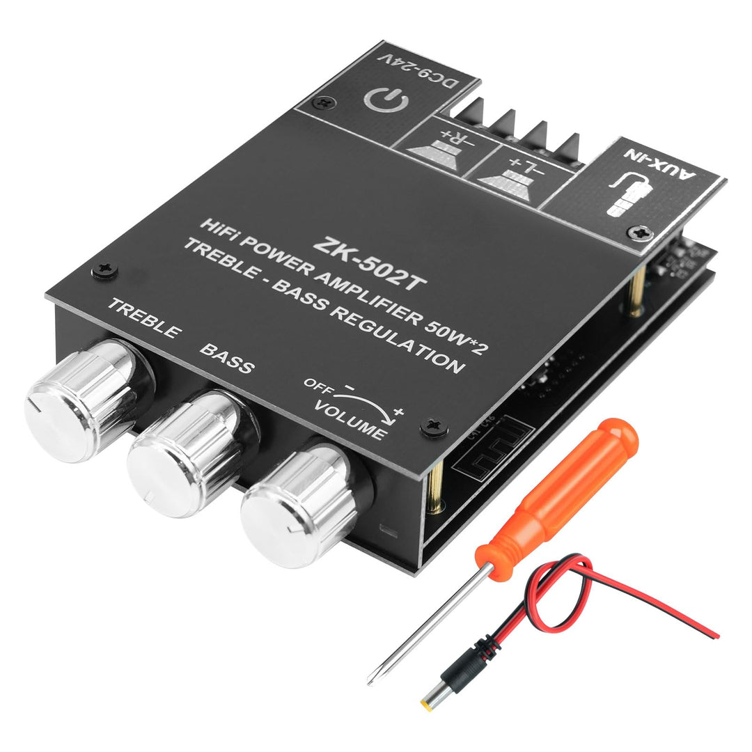 ZK-502T Bluetooth 5.0 Verstärker Hifi Stereo 2x50W, Verstärker mit Bluetooth für Lautsprecher, AUX B