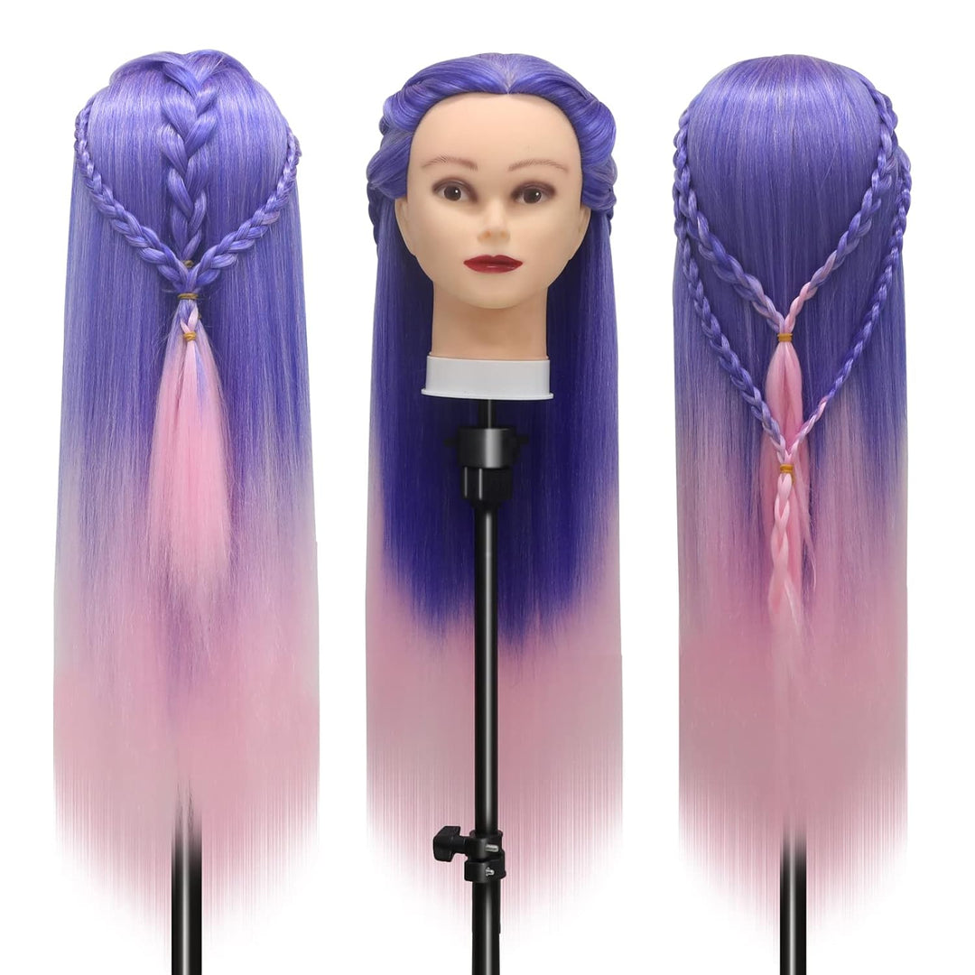Trainingsköpfe, 28 inch Übungskopf Frisierkopf Friseur 100% Synthetikfaser-Haar Styling Kopf Frisier