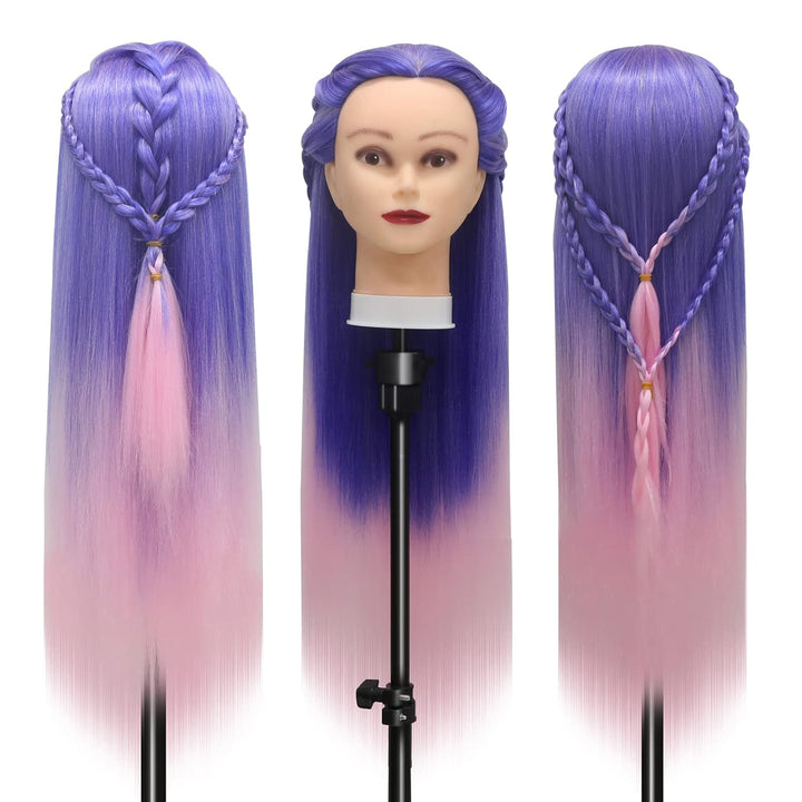 Trainingsköpfe, 28 inch Übungskopf Frisierkopf Friseur 100% Synthetikfaser-Haar Styling Kopf Frisier