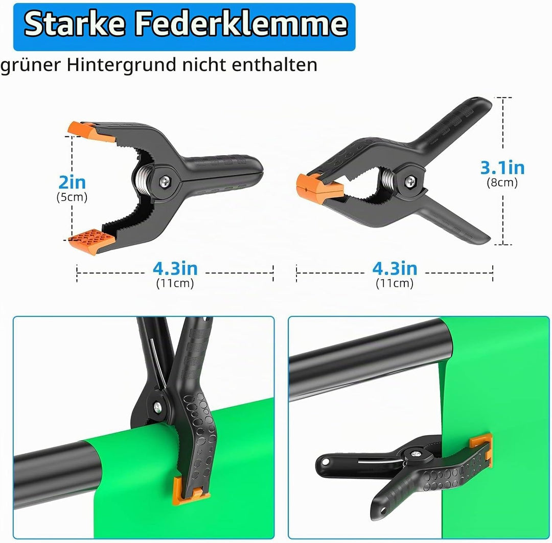 EMART T Form Hintergrund Ständer Hintergrundsystem, 1,5mx2,6m Fotohintergrund Ständer mit 4 Federcli