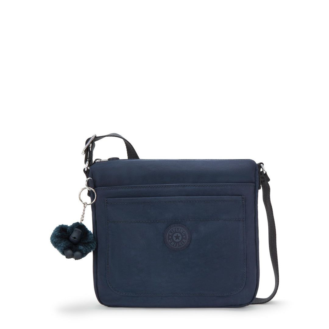 Kipling Sebastian Damen-Umhängetasche, glitzernd, goldfarben 9"L x 8.5"H x 1.75"D Blue Bleu, 9"L x 8