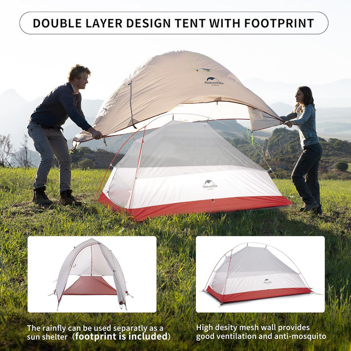 Naturehike Cloud up 1 Zelt Ultraleichte Zelt 1 Person Einzelzelt 1 Mann Zelt für 4 Jahreszeiten Zelt