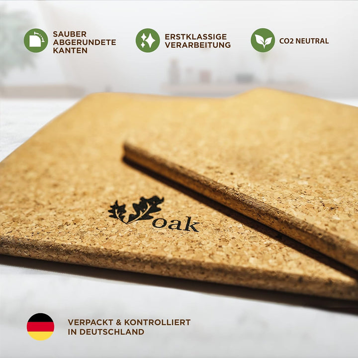 Voak® Topfuntersetzer Korkuntersetzer Set | 4 eckige Kork Untersetzer | 100% Natur Kork Made in Port