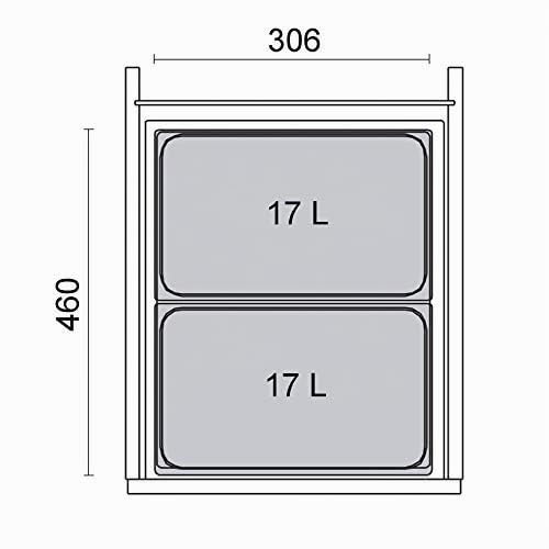 Ninka Abfalltrennsystem eins2vier KB 450 mm, Seitenstärke 16 mm Höhe 310 mm | 2x 17L, 1x 45er Bodenp
