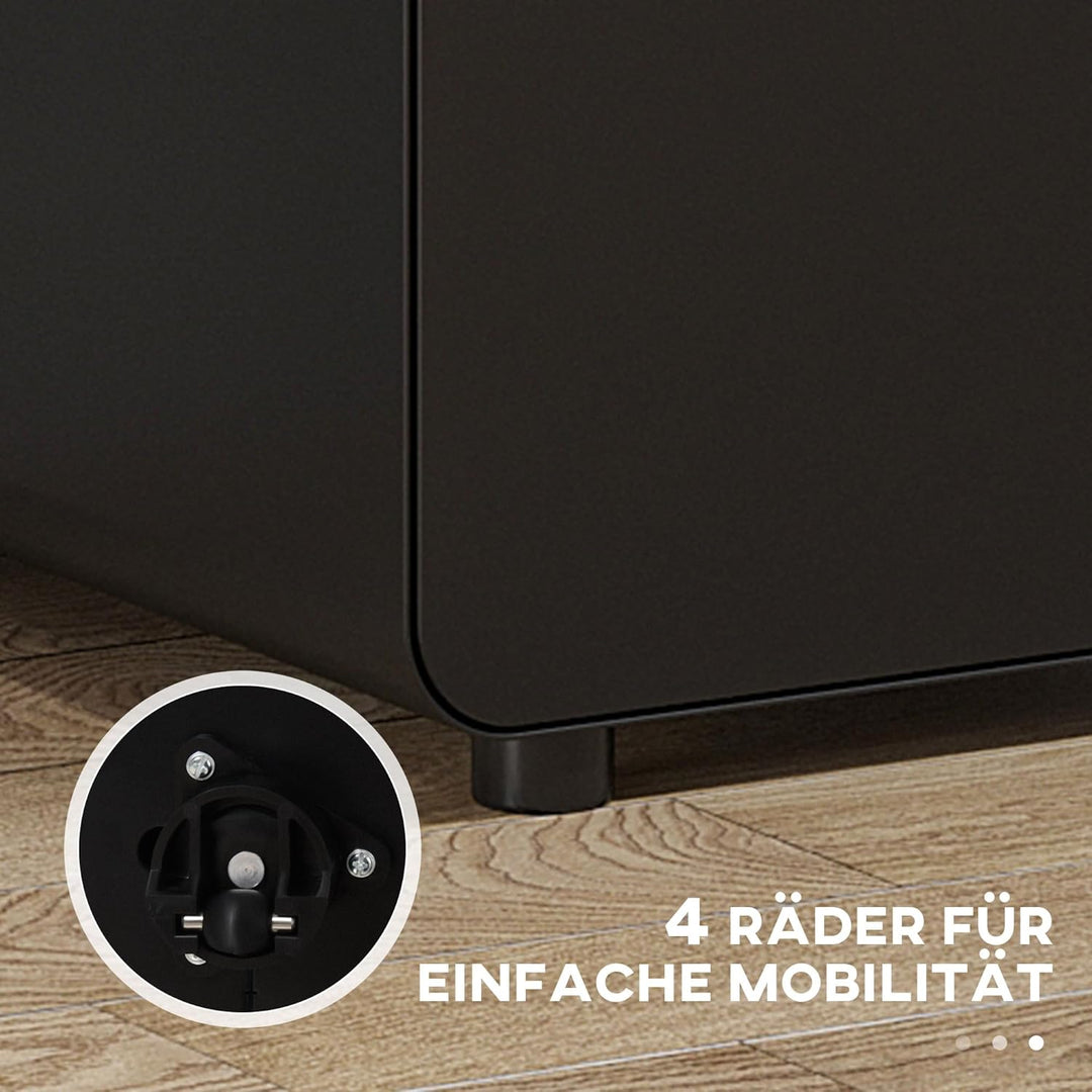 Vinsetto Rollcontainer, mobiler Aktenschrank mit 3 Schubladen, abschliessbarer Büroschrank mit Hänge