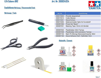 TAMIYA TAM24324 - 1:24 Subaru BRZ - Plastikbausatz - Modellbau - Autobausatz - originalgetreue Nachb
