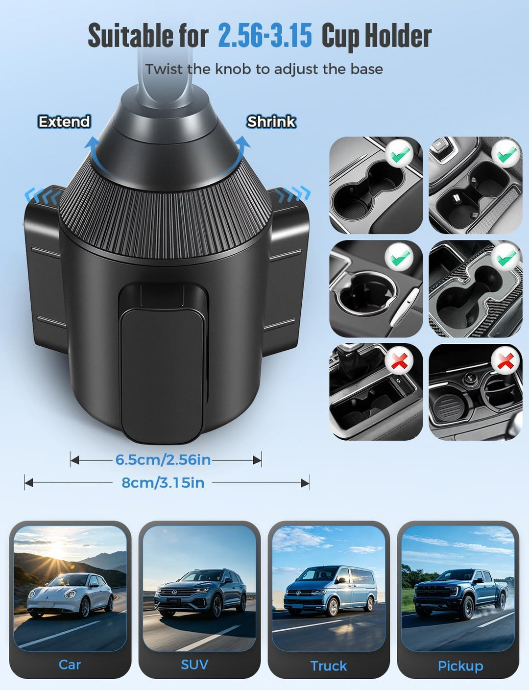 PAIRIER 2-in-1 Magnetische Handyhalterung Auto, KFZ Handy Halterung für Getränkehalter & Lüftung Hal