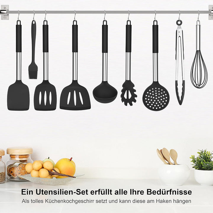 Herogo Küchenhelfer Set, 25 Stück Silikon Küchenutensilien mit Halter, Hitzebeständiger Kochbesteck
