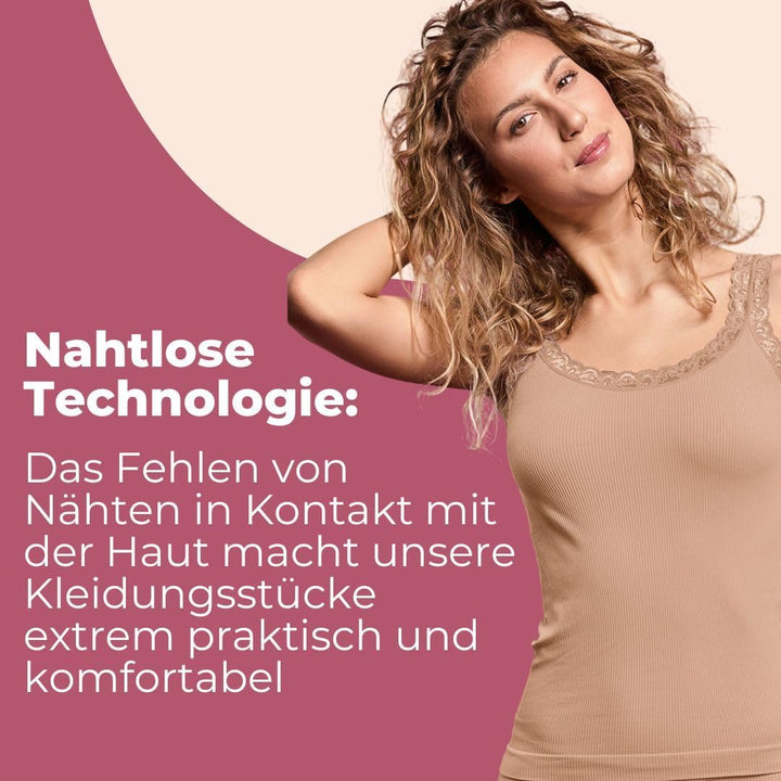 FOCENZA Tanktop mit Spitzenträgern, Nahtlose Technologie, Made in Italy L-XL White – Nude – Powder,