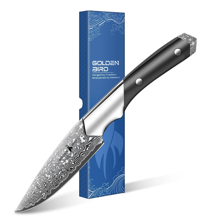 Golden Bird Damastmesser Kochmesser 10cm Gemüsemesser, Japanisches Schälmesser Obstmesser, Hergestel