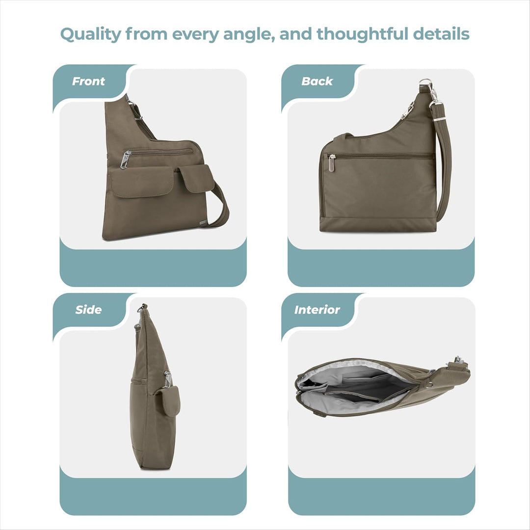 Travelon Damen Diebstahlsichere Umhängetasche Umhängetasche Einheitsgrösse Muskatnuss, Einheitsgröss